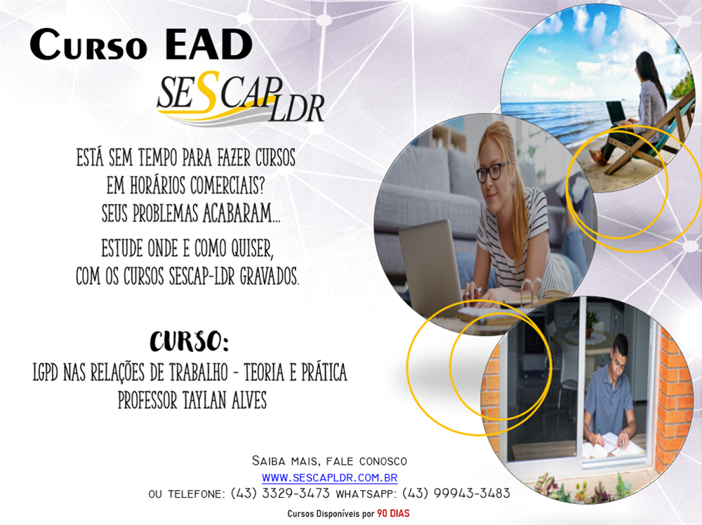 EAD - LGPD NAS RELAÇÕES DE TRABALHO – TEORIA E PRÁTICA/GRAVADO 